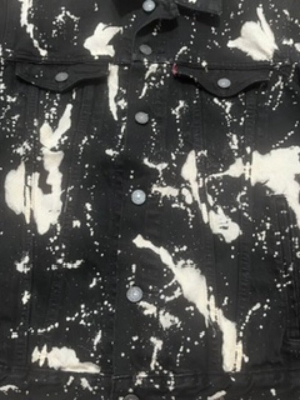 Levi’s Denim Jean‎ Jacket Adult MEDIUM Black Paint Splatter Unisex - Picture 10 of 12